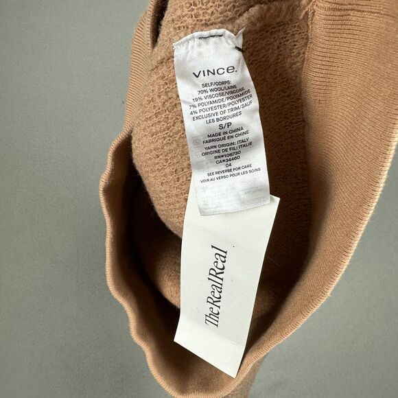 Vince Womens Small Boucle Wool Blend Zip Up Bomber Jacket Sweater Toffee Tan - Picture 5 of 5